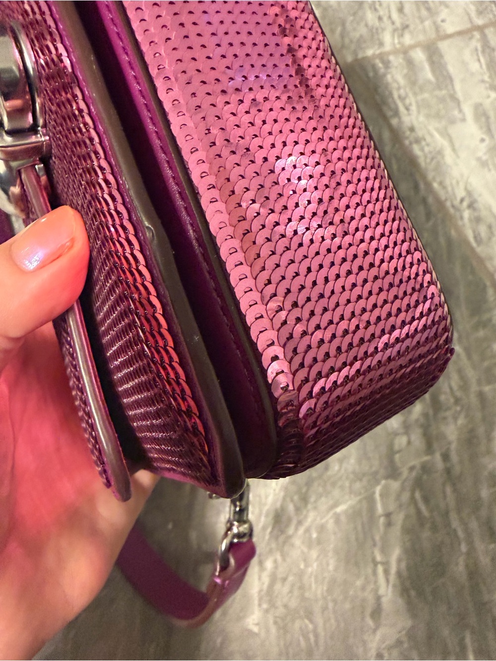 Coach Studio Baguette Pink Sequin Shoulder & Crossbody Bag - Picture 11 of 12